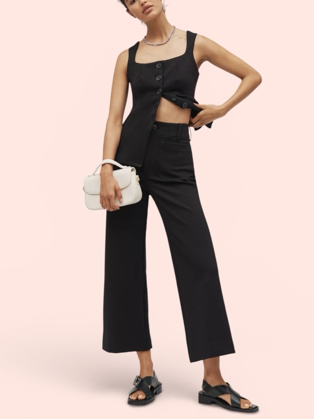 MAEVE Anthropologie Colette Magic Fabric Crop Wide-Leg Pants